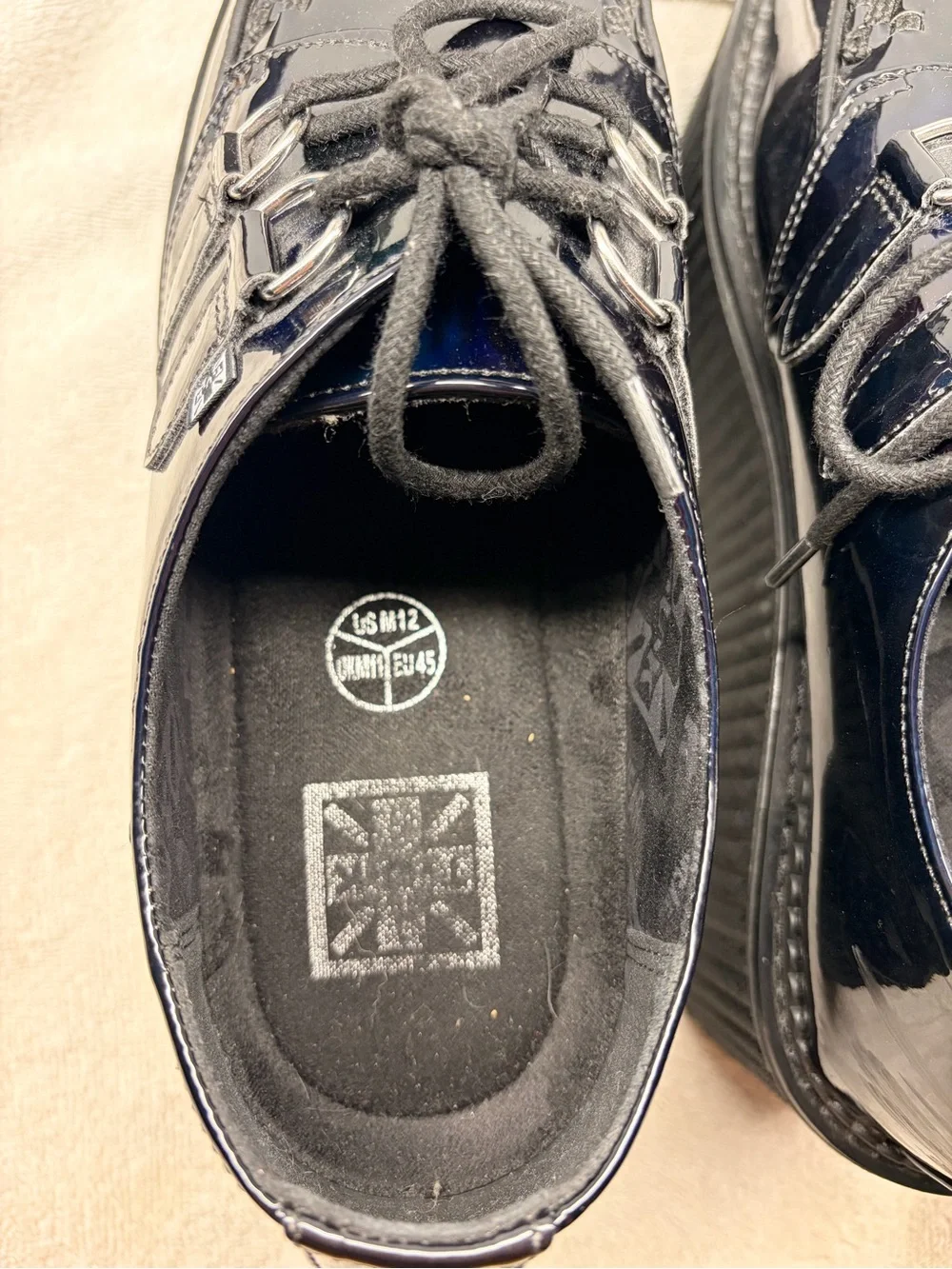 T.U.K. Footwear black patent Viva Mondo creepers men’s 12